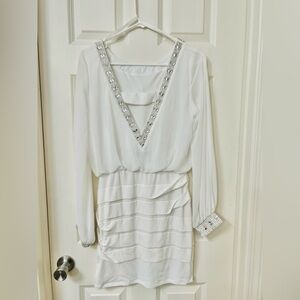 Jodi Kristopher White Rhinestone Cocktail Dress size Medium